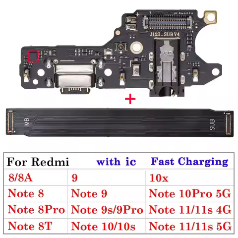 USB Charging Charger Main Motherboard Flex Cable For Xiaomi Redmi 8 8A 9 Note 8 8T 9 10 10X 10S 11 1