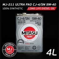 Mitasu MJ-211 ULTRA DIESEL PAO CJ-4/SN 5W-40 100% Synthetic