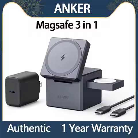 100% Anker 3-in-1 Cube with MagSafe 15W Y1811 high-speed Fast Charging Wireless Charger 5V, with 30W