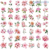 Un* 50 Sheets Adhesive Sticker Flower Decal Laptop Sticker Asthetic Decal Scrapbooking Sticker Water