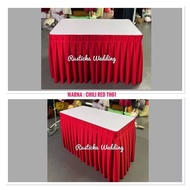 4ft / 6ft Table Skirting Meja Canopy Khemah Long Table Skirting Velcro Pleated Table Cover With Tape