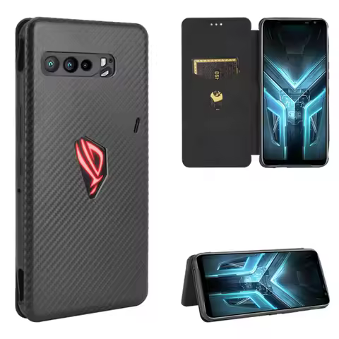 For Asus ROG Phone 3 Strix Luxury Flip Carbon Fiber Skin Magnetic Adsorption Case For Asus ZS661KS R