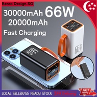 🇸🇬【Ready Stock】30000mAh Power Bank Portable 66W Mini Power Bank Fast Charging Bidirectional Output LED Digital Display