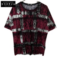 Issey Miyake Men 14SS ME41JK179 Red x Gray Wrinkle-Processed Short-Sleeve T-Shirt Size 3 [Used]