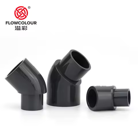 Flowcolour 20-32mm Grey/White UPVC Single Spigot 45 Degree Elbow, Industrial PVC Connector, Pipe Fit