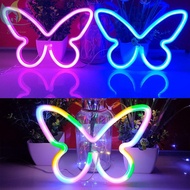 LED Butterfly Neon Sign Light USB/Battery Powered Neon Sign Lamp Bar Home Wall Art Decorative Night 