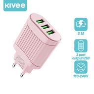 KIVEE Kepala Charger iphone Fast charging 15W for iphone oppo xiaomi Samsung 3 USB Port output PD 3.0+QC 4.0 5.0A