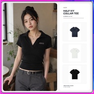 Ason Women's Ivy Collar Tee - Slim Ribbed Top