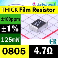 4.7Ω 0805 ±1% 125mW ±100ppm/ C Thick Film Resistor SMD 4R7 4.7R 4R70 ER