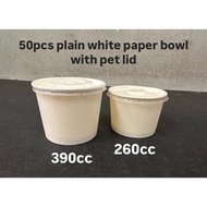 50pcs Paper Bowl Plain 110cc/260cc/390cc/520cc set