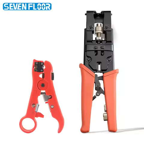 Coaxial Compression Crimper Tool Kit, RG6 RG58 RG59 Crimp Pliers for F BNC RCA Connectors with RG6 R