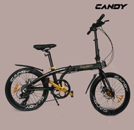 CANDY [F 30]PREMIUM ALLOY FOLDING BIKE 20INCH WITH SHIMANO EQUIPMENT(1x8,8SPEED)**FREE GIFT**