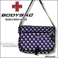 AMINAH~【BODYSAC B095】千鳥紋印花 潮流休閒 側背包 / 郵差包 紫色