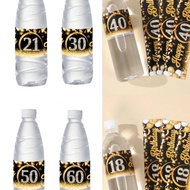 10Pcs Black & Gold 18th 21st 30th 40th 50th 60th Birthday Bottle Stickers With "Happy Birthday",Beve