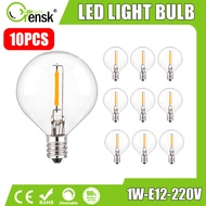 Vintage G40 Led String Light Replacement Bulb 1W Plastic Shatterproof Globe Mini Ball Lamp E12 Base 