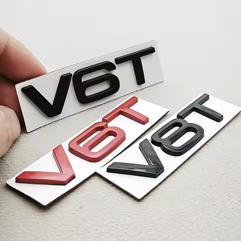 3D Metal Car Sticker Fender Side Badge Logo V6T V8T Rear Trunk Emblem Decals For Audi S4 S5 S7 A6 SQ