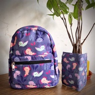 手繪風六角恐龍六角龍魚蠑螈迷你尼龍後背包 電腦包 - 酷樂村