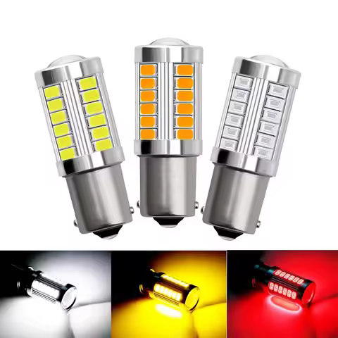 1pcs 1156 BA15S P21W BAU15S PY21W 7440 W21W P21/5W 1157 BAY15D 7443 3157 LED Bulbs 33smd Strobe Lamp