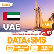 iCard_ eSIM United Arab Emirates (UAE) 3-30 Days Unlimited Data(Can top up reuse)| Data+SMS support 