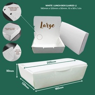 (1ctn) White Kraft Paper Lunch Box (Large-L) : 18.0cm (L) x 12.0cm (W) x 5.0cm (H)