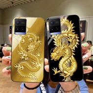 Beautiful dragon phoenix horse vivo y21 / vivo y21s / vivo y33s glass phone case