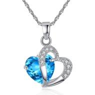 UloveidoWomen'sFashionLoveHeartPendantNecklaceBluePinkCrystalNecklacePendantAnniversaryBirthdayJewel