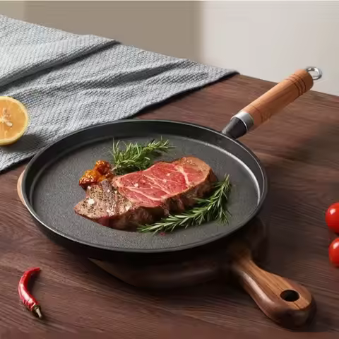 Kitchen Cast Iron Pan Uncoated Non-stick Frying Pan for Egg Pancake Steak Frying Pot Cookware