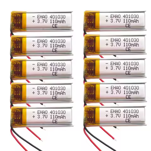 wholesale 10 PCS 401030 3.7V 110mAh Lithium Polymer Lipo Rechargeable Battery For MP3 MP4 GPS Blueto