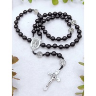 Catholic St Benedict Rosary Black Ebony Wood St Benedict Round Medal St Benedict Crucifix Catholic S