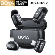BOYA mini 2 New Upgrade Wireless Lavalier Microphone AI Noise Cancelling Mic for Android iPhone DSLR