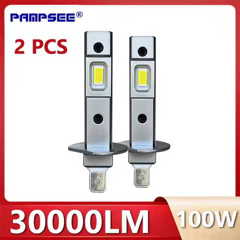 2PCS H1 LED Fog Lights H3 30000LM 6000K 100W 16PCS 7585 CSP LED Headlights Auto Light 1:1 Fanless Mi