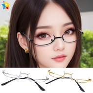 Japanese Style Harajuku Anime Cosplay Glasses Frames with Non Lens Retro Metal Oval Eyeglasses Lower Half Frames Photography Eyewear Party Decoration