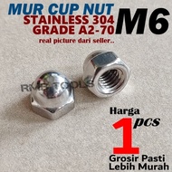 M6x1.00 Stainless Steel Cup Nut M6 Pitch 1.00 SUS SS 304 Grade A2-70 Rust Resistant