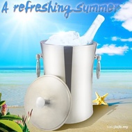 Insulated Stainless Steel Double-Walled Ice Bucket with Lid for Beer and Wine Cooler IU3M 3MW4 H1VP 