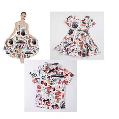 Disney Cruise Dress Family Outfits Mother Son Daughter Summer Match Dress Milksilk