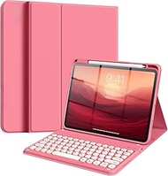 NUWONAYA Round Keys Keyboard Case for iPad 9th/8th/7th Generation/Air 3/Pro 10.5,Cute Color Folio St