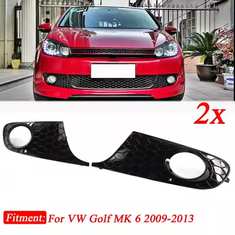 2Pcs Front Bumper Grille Honeycomb Unfading ABS Fog Light Cover Lower Grill Replacement For VW Golf 