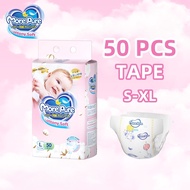 More Pure 50pcs Baby Lampin Pakai Buang Baby Diaper Pants Tape Premium Baby Diaper M-XL New Look Mor