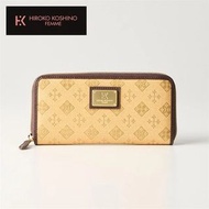 日本 HIROKO KOSHINO 金色刺繡  長型 拉鏈 銀包