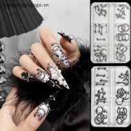 Campinggogogo 30/60PCS/Box Metal Retro Circle Nails Art Charms 3D Punk Style White Nail Parts Nail D