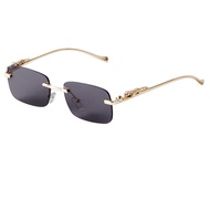 Rimless Sunglasses for Men Women Fashion Small Narrow Rectangle Sun Glasses Shades 90s Eyewear
