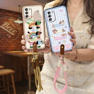 Waterproof Cartoon Phone Case For MOTO G51 5G Silicone protective Anti-dust Necklace Anti-knock Cros