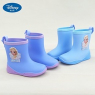 A-T💝Disney Children's Rain Boots Rubber Boots Shoe Cover Girls Frozen Middle, Small and Older Children Students Non-Slip