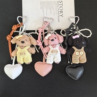 Chanel Style Fluffy Teddy Bear Keychain Cute Bean Bag Charm for Bags Couple Fashion Accessories