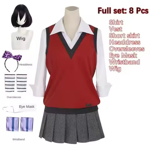 (#^.^#) 2026 New Cosplay Compulsive Gambler Yumeko Jabami and Ikishima Midari JK Uniform Wig Free He