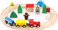 Wooden Train Set for Toddler with Double-Side Train Tracks Kids Wood Toy Train Colorful Track Train Kids Intelligent Toy