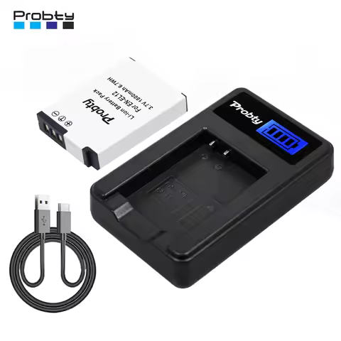 EN-EL12 Battery and LED Charger for Nikon Coolpix A1000, B600, Coolpix AW130, A900, W300, S1200pj, S