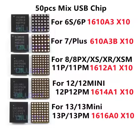 50pcs Charger charging IC U2 USB Tristar IC 1610A3 610A3B 1612A1 1614A1 1616A0 for iphone 6S 7 8 Plu
