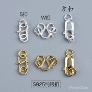 S925 Sterling Silver Square Gesper Gelang Gesper Kalung Mutiara Gesper Penyambung Gesper DIY Perak G