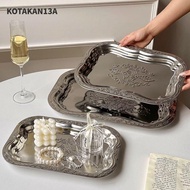 KOTAKAN13A Refreshment Pallet, Rectangular French Vintage Floral Dining Tray,  Stainless Steel Cake 